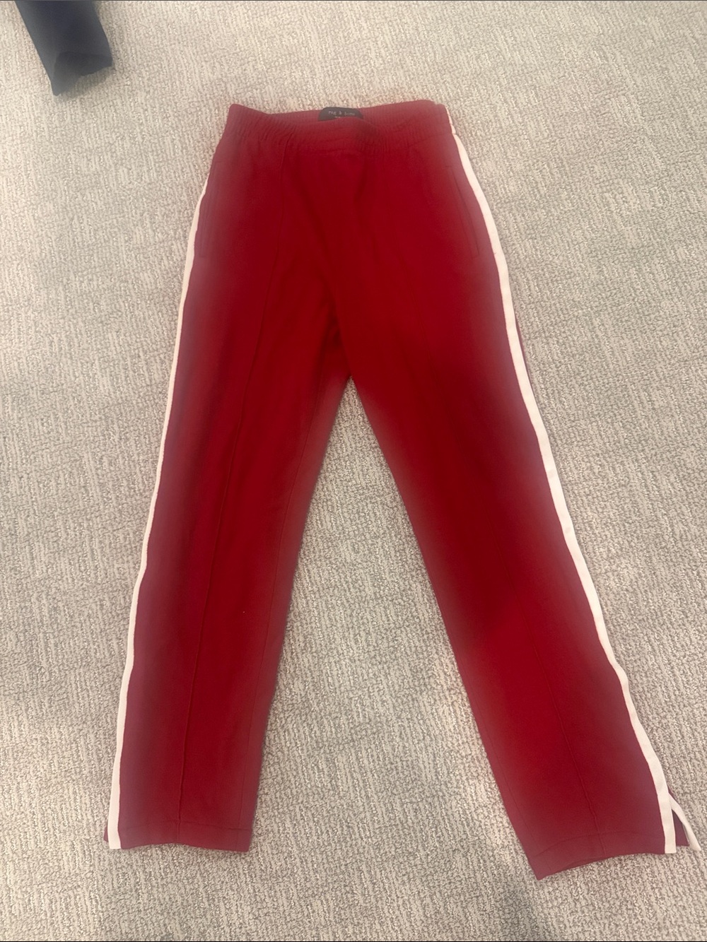 rag & bone Red Track Pants with White Side Stripes